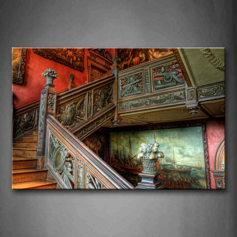 Retro Stairs With Special Fence And Ancient Picture Wall Art Painting The Picture Print On Canvas City Pictures For Home Decor Decoration Gift 