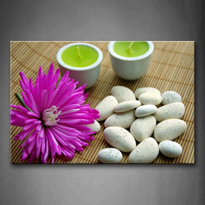 Purple White Cobblestones Red Flower Little Candles Wall Art Painting The Picture Print On Canvas Flower Pictures For Home Decor Decoration Gift 