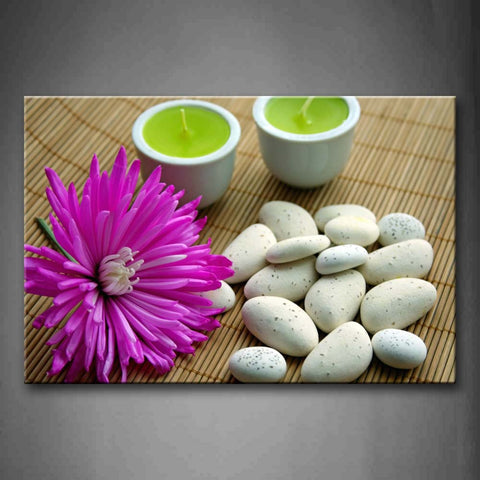 Purple White Cobblestones Red Flower Little Candles Wall Art Painting The Picture Print On Canvas Flower Pictures For Home Decor Decoration Gift 