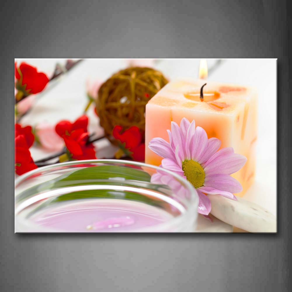 Thick Candle Flowers And Cup Of Spa  Wall Art Painting Pictures Print On Canvas Flower The Picture For Home Modern Decoration 