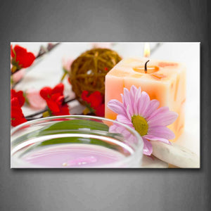 Thick Candle Flowers And Cup Of Spa  Wall Art Painting Pictures Print On Canvas Flower The Picture For Home Modern Decoration 