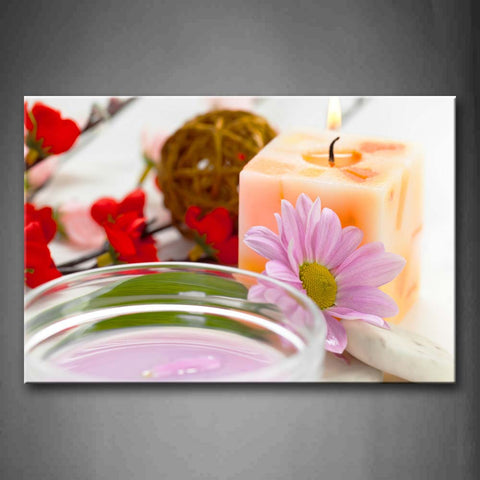 Thick Candle Flowers And Cup Of Spa  Wall Art Painting Pictures Print On Canvas Flower The Picture For Home Modern Decoration 