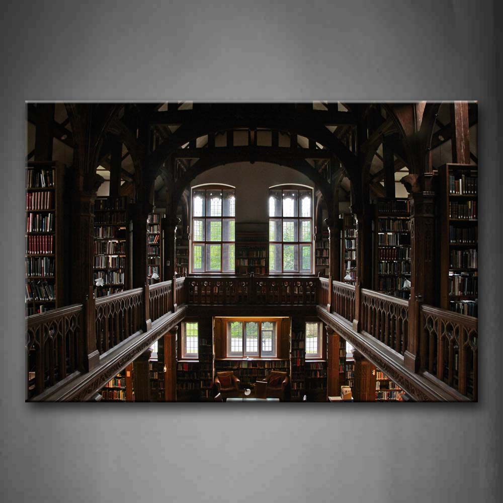 Quiet Library With Wooden Fence And Shelves Wall Art Painting The Picture Print On Canvas City Pictures For Home Decor Decoration Gift 