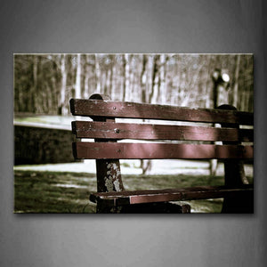 Wooden Bench In Brown In The Quiet Forest Wall Art Painting Pictures Print On Canvas City The Picture For Home Modern Decoration 