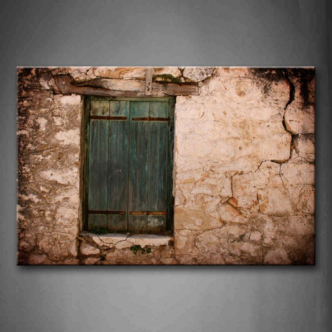 Shabby Wall With Old Window In Green Wall Art Painting The Picture Print On Canvas City Pictures For Home Decor Decoration Gift 