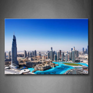 City Of Dubai With Tall Buildings And Clean Pool Wall Art Painting Pictures Print On Canvas City The Picture For Home Modern Decoration 