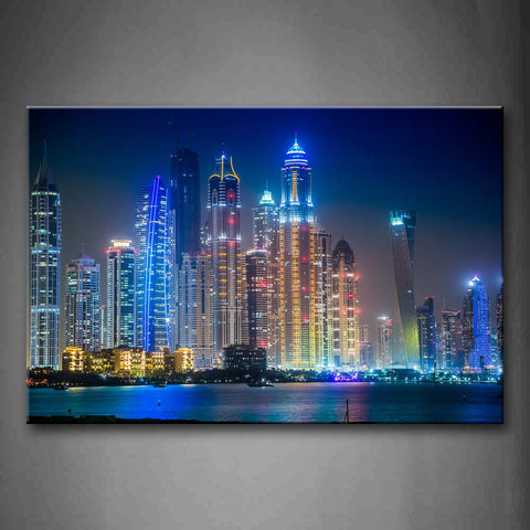 City With Tall Buildings And Colorful Lights Wall Art Painting The Picture Print On Canvas City Pictures For Home Decor Decoration Gift 