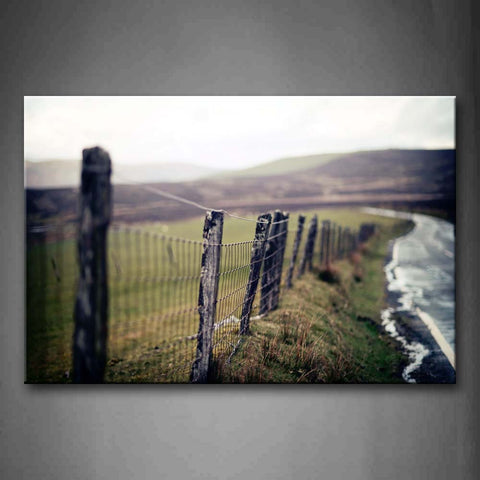 Wooden Fence And Net Near River Wall Art Painting Pictures Print On Canvas City The Picture For Home Modern Decoration 