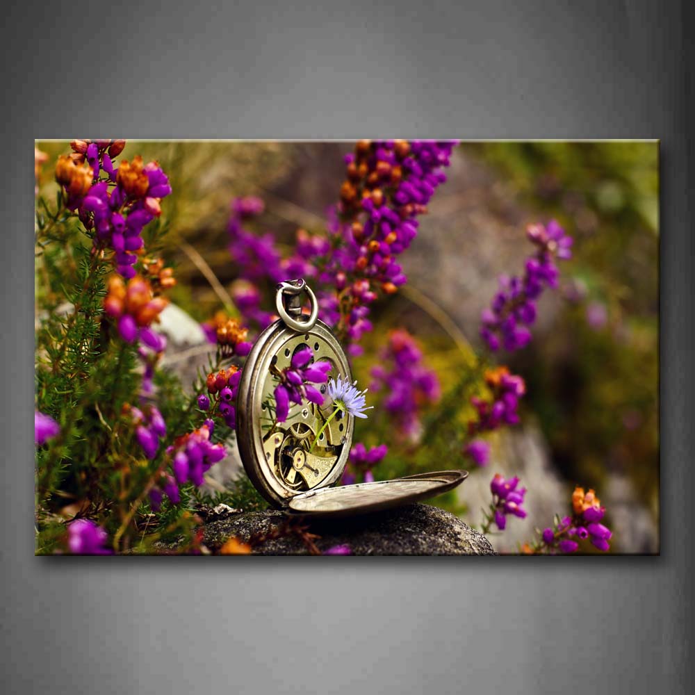 Little Pocket Watch Hangs On Pretty Flowers Wall Art Painting The Picture Print On Canvas City Pictures For Home Decor Decoration Gift 