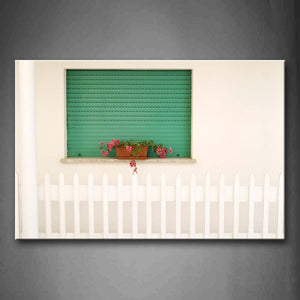 Wooden Fence Green Window With Pot Culture On It  Wall Art Painting The Picture Print On Canvas Art Pictures For Home Decor Decoration Gift 