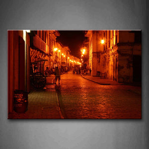 Bright Lantern Old Houses And Quiet Street Wall Art Painting Pictures Print On Canvas City The Picture For Home Modern Decoration 