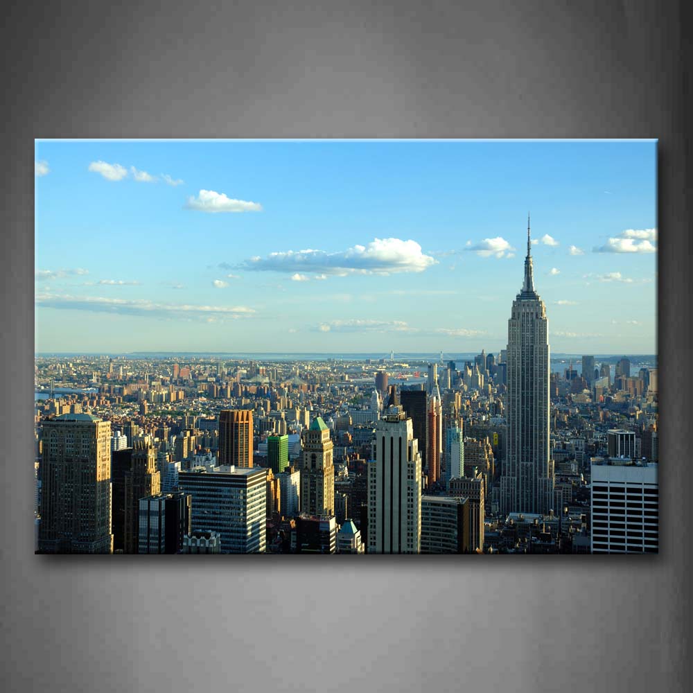 Clear Sky Tall Buildings In New York Wall Art Painting The Picture Print On Canvas City Pictures For Home Decor Decoration Gift 