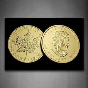 The Back And Front Of Golden Coin Wall Art Painting Pictures Print On Canvas Art The Picture For Home Modern Decoration 