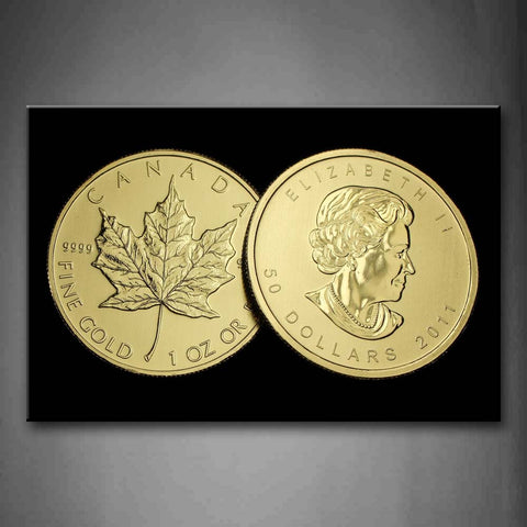 The Back And Front Of Golden Coin Wall Art Painting Pictures Print On Canvas Art The Picture For Home Modern Decoration 