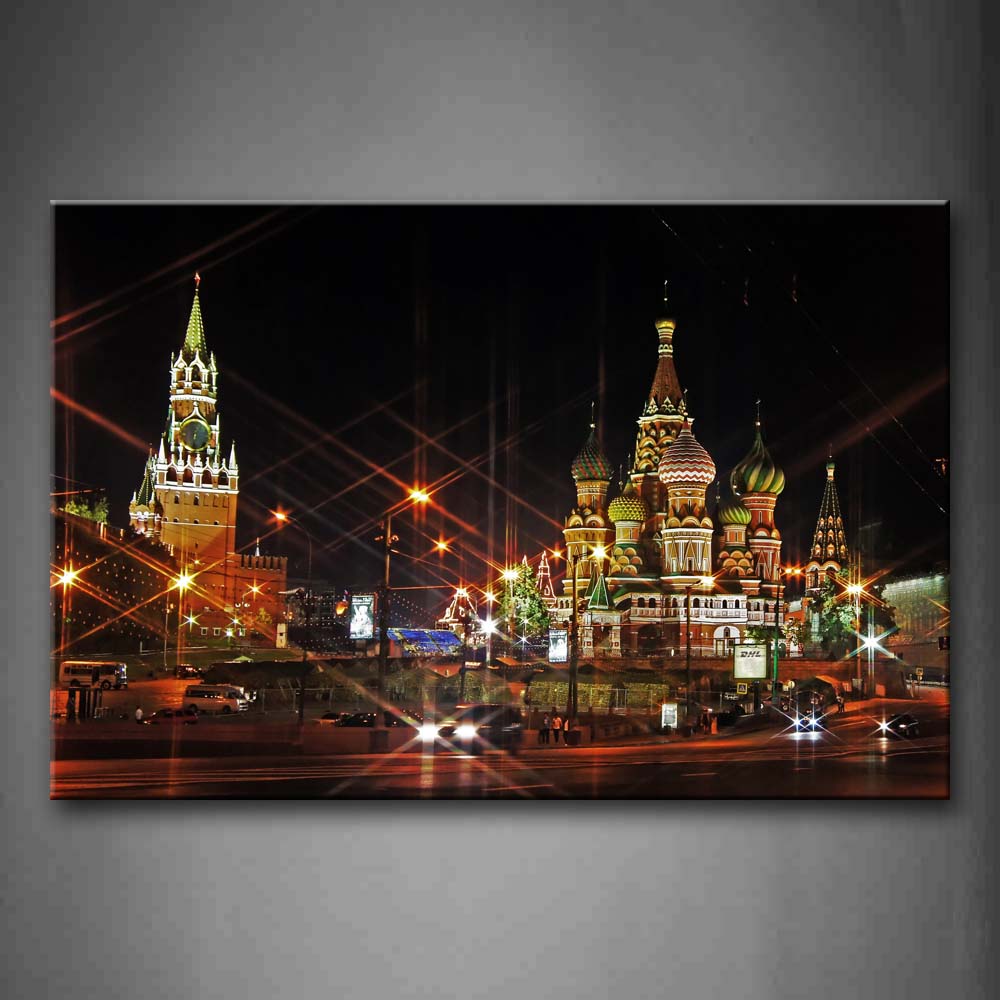 Pretty Beams And Beautiful Palace At Night Wall Art Painting Pictures Print On Canvas City The Picture For Home Modern Decoration 