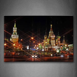 Pretty Beams And Beautiful Palace At Night Wall Art Painting Pictures Print On Canvas City The Picture For Home Modern Decoration 