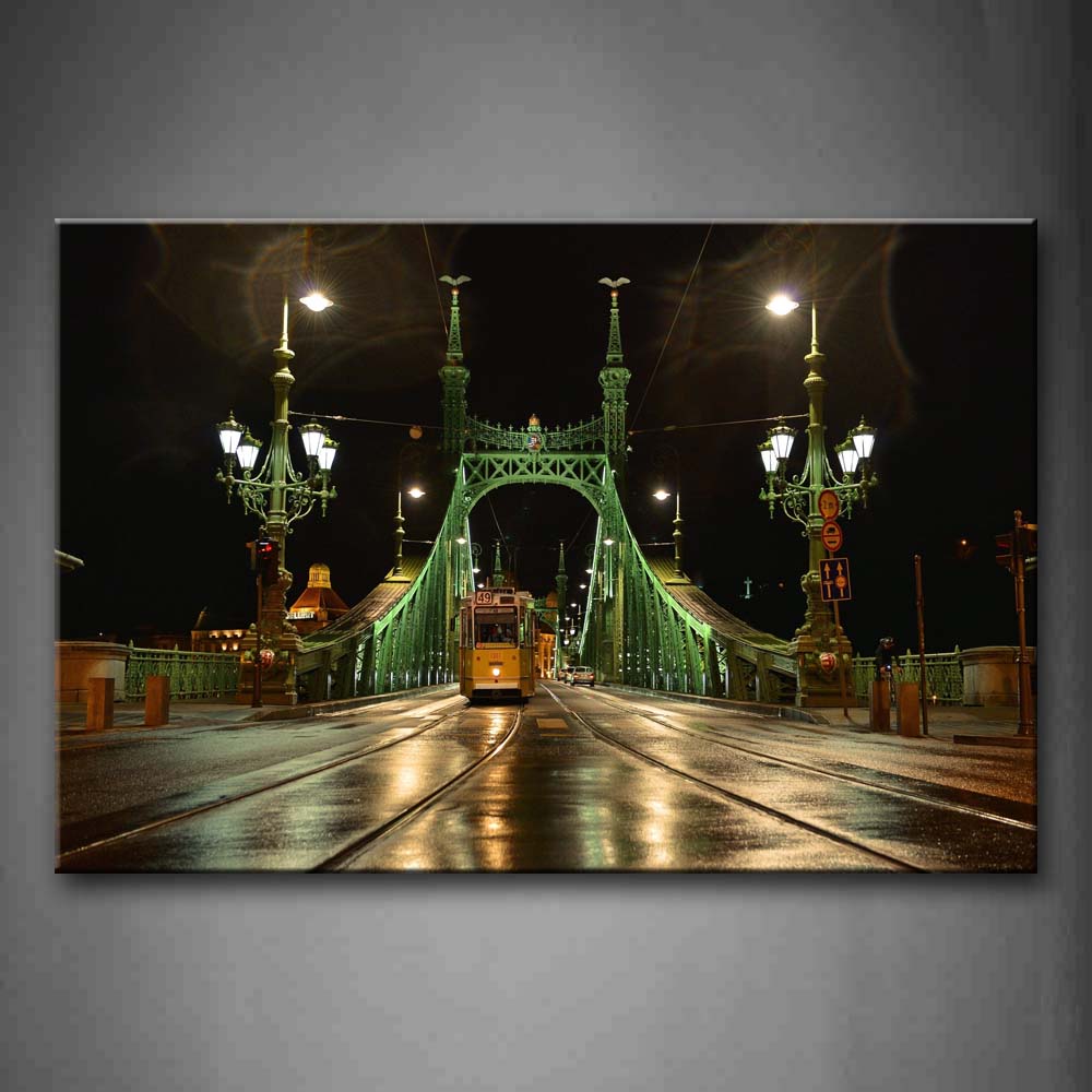 Bridge In Green Wet Road Under Bridge  Wall Art Painting The Picture Print On Canvas City Pictures For Home Decor Decoration Gift 