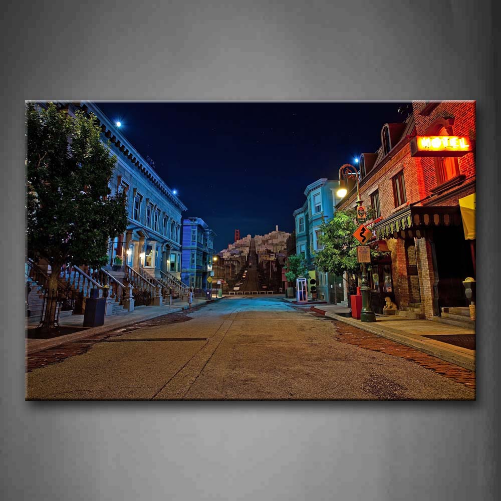 Quiet Road In The Town At Night Wall Art Painting The Picture Print On Canvas City Pictures For Home Decor Decoration Gift 