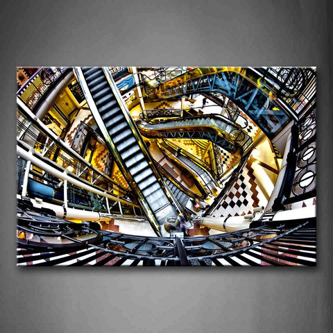 Electric Stairs Complex Structure Of Building Wall Art Painting The Picture Print On Canvas City Pictures For Home Decor Decoration Gift 