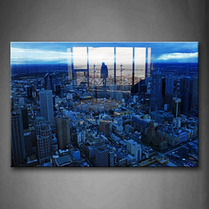 Dark Blue Sky Dense Buildings Of City Wall Art Painting Pictures Print On Canvas City The Picture For Home Modern Decoration 