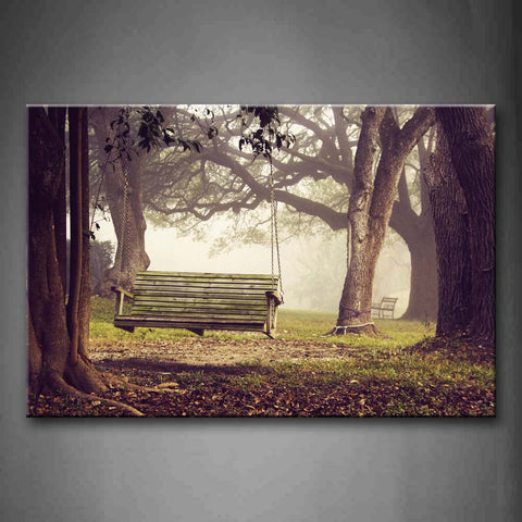 Bench Hang By Rops On The Tall Trees  Wall Art Painting The Picture Print On Canvas City Pictures For Home Decor Decoration Gift 