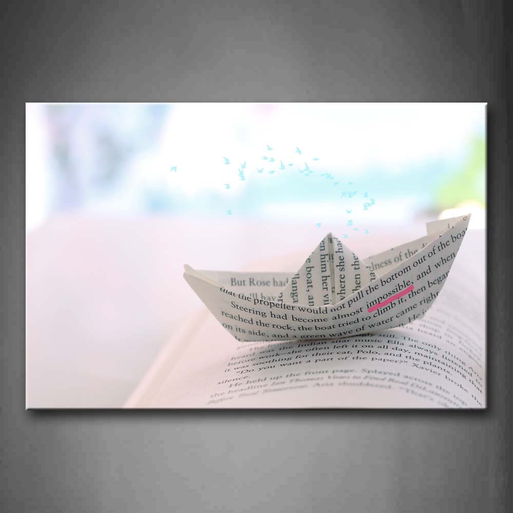 The Origami Of Little Boat On The Book Wall Art Painting The Picture Print On Canvas Art Pictures For Home Decor Decoration Gift 