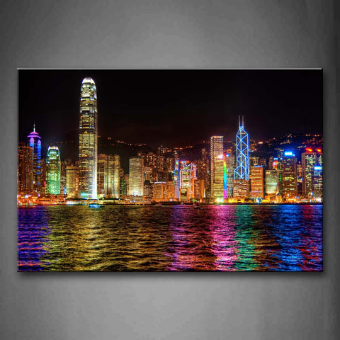 Colorful Buildings And Reflection Over Lake Wall Art Painting The Picture Print On Canvas City Pictures For Home Decor Decoration Gift 