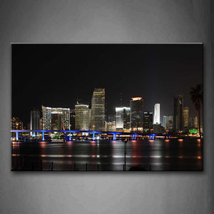 City With Tall Buildings Long Bridge And Quiet Water Wall Art Painting Pictures Print On Canvas City The Picture For Home Modern Decoration 