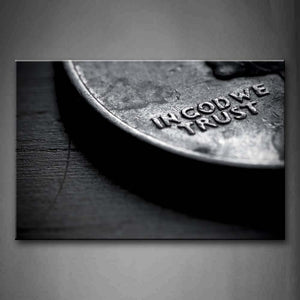 Black And White Huge Coin With Word Carved On It  Wall Art Painting The Picture Print On Canvas Art Pictures For Home Decor Decoration Gift 
