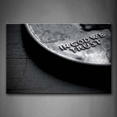 Black And White Huge Coin With Word Carved On It  Wall Art Painting The Picture Print On Canvas Art Pictures For Home Decor Decoration Gift 