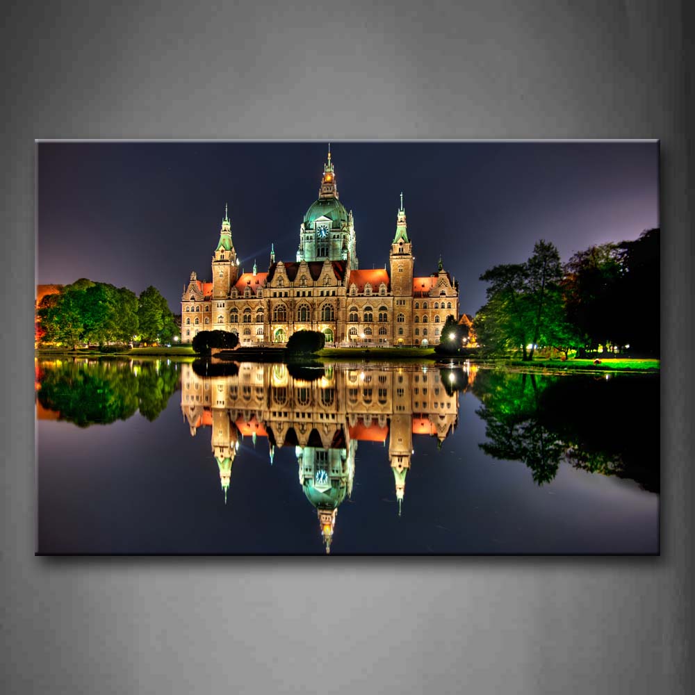 Building Like Beautiful Castle And Reflection Over Water Wall Art Painting The Picture Print On Canvas City Pictures For Home Decor Decoration Gift 