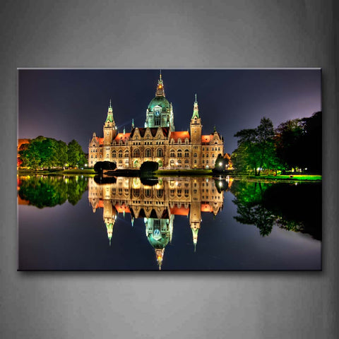 Building Like Beautiful Castle And Reflection Over Water Wall Art Painting The Picture Print On Canvas City Pictures For Home Decor Decoration Gift 