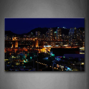 Colorful Scenic Of City'S Night Wall Art Painting Pictures Print On Canvas City The Picture For Home Modern Decoration 