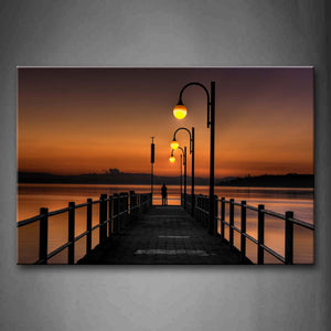 Pretty Sunet Glow Wooden Pier Quiet Water Wall Art Painting The Picture Print On Canvas City Pictures For Home Decor Decoration Gift 