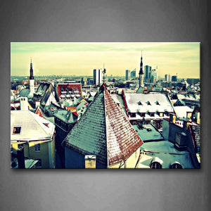 Thin Snow On City Buildings Roof Wall Art Painting Pictures Print On Canvas City The Picture For Home Modern Decoration 