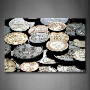 Variouss Coins With Different Carves Wall Art Painting Pictures Print On Canvas Art The Picture For Home Modern Decoration 
