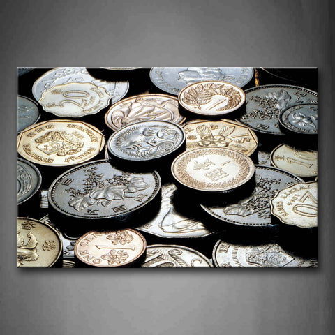 Variouss Coins With Different Carves Wall Art Painting Pictures Print On Canvas Art The Picture For Home Modern Decoration 