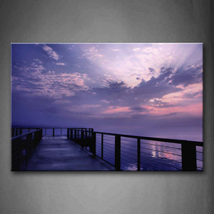 Purple Beautiful Sunset Glow Quiet Pier Without Person Wall Art Painting The Picture Print On Canvas City Pictures For Home Decor Decoration Gift 