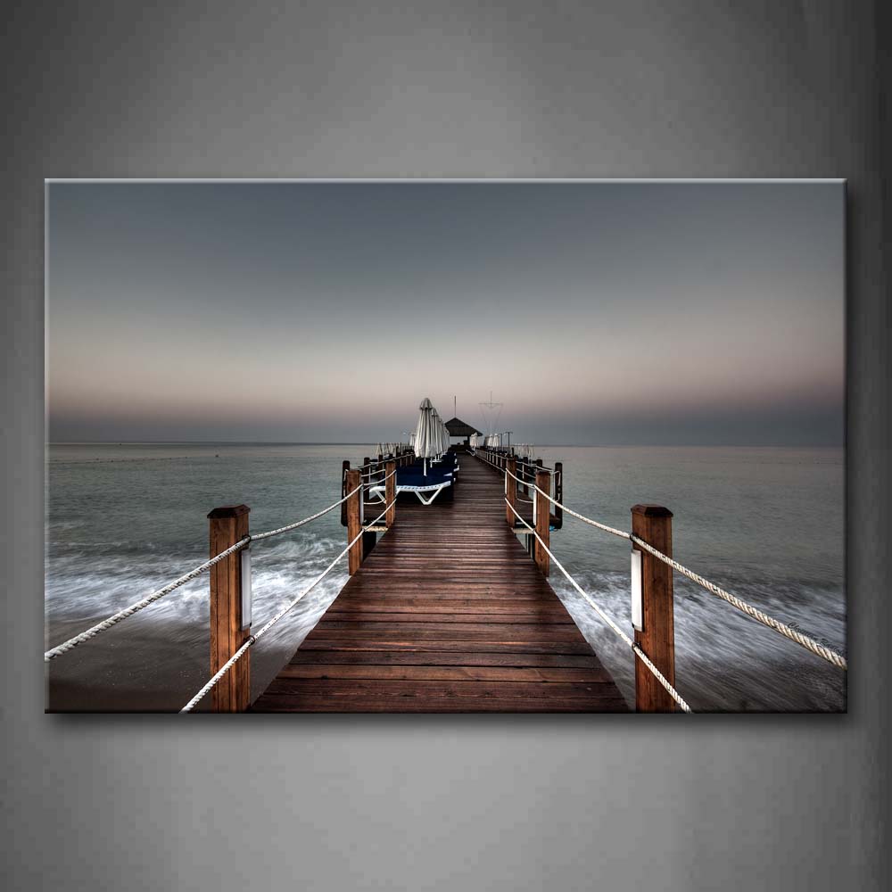 Long Pier Impassive Lake Clear Sky Wall Art Painting Pictures Print On Canvas City The Picture For Home Modern Decoration 