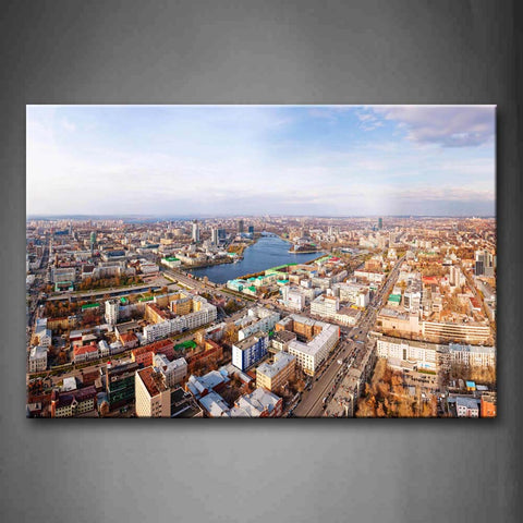 Orderly Buildings In The City With Calm River Wall Art Painting The Picture Print On Canvas City Pictures For Home Decor Decoration Gift 