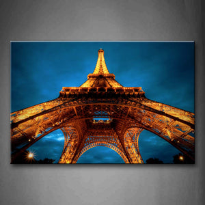 Huge Arch Of Eiffel Tower With Golden Lights Wall Art Painting Pictures Print On Canvas City The Picture For Home Modern Decoration 