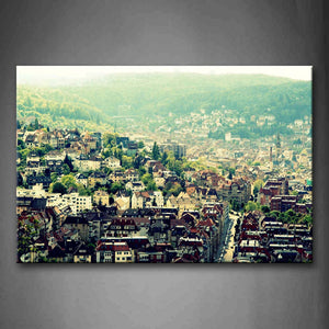 City With Various Buildings In Field Near Mountains Wall Art Painting Pictures Print On Canvas City The Picture For Home Modern Decoration 