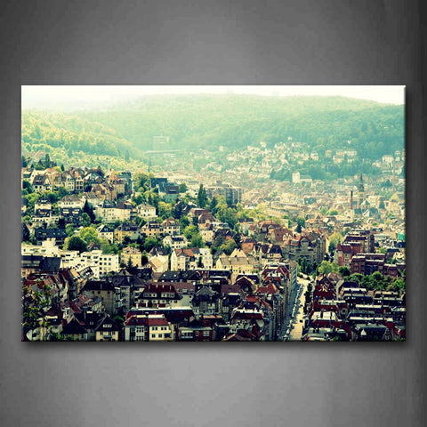 City With Various Buildings In Field Near Mountains Wall Art Painting Pictures Print On Canvas City The Picture For Home Modern Decoration 