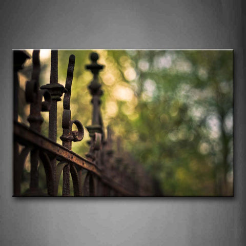 Rust Fence Made Of By Iron  Wall Art Painting The Picture Print On Canvas City Pictures For Home Decor Decoration Gift 