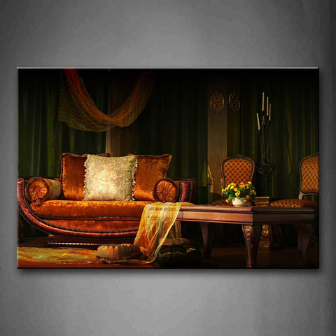 Brown Room With Comfortable Sofa Pillow Table Pretty Vase Wall Art Painting Pictures Print On Canvas Art The Picture For Home Modern Decoration 