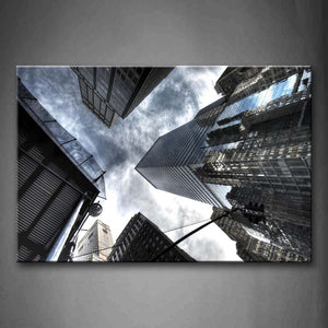 Skyscrapers In The City Clear Sky By Day Wall Art Painting The Picture Print On Canvas City Pictures For Home Decor Decoration Gift 