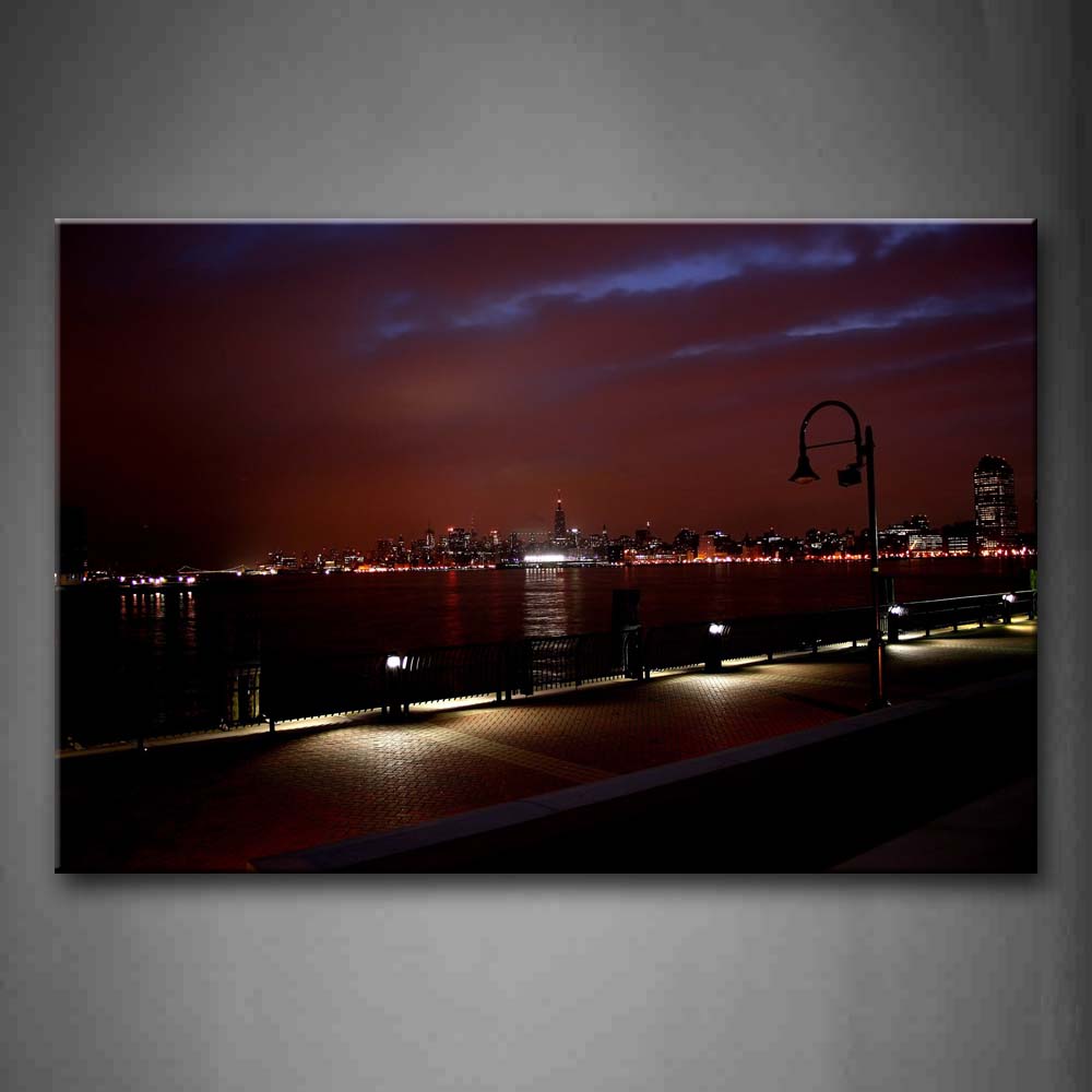 Dark Sky Quiet Street Lamp Posts With Weak Light Wall Art Painting The Picture Print On Canvas City Pictures For Home Decor Decoration Gift 