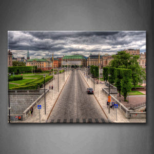 Wide Road Clouded Sky Fresh Plants In Stockholm Wall Art Painting The Picture Print On Canvas City Pictures For Home Decor Decoration Gift 