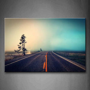 Flat Road In The Clear Field With Bare Tree Wall Art Painting Pictures Print On Canvas City The Picture For Home Modern Decoration 