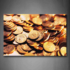 Little Coins In Golden Piled Together Wall Art Painting Pictures Print On Canvas Art The Picture For Home Modern Decoration 